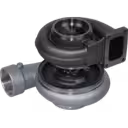 Vue de dessous à 45 degrés du turbocompresseur 3801847 montrant le corps d'échappement