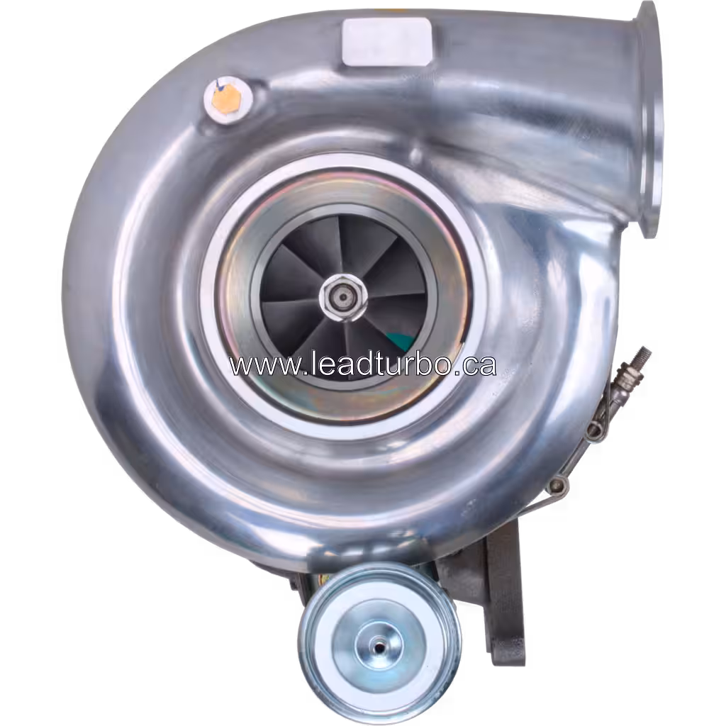 Vue avant du turbocompresseur 5324943 HE600WG avec carter de compresseur poli