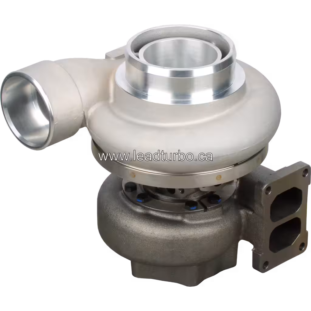 Turbolader 6505-67-5010 mit poliertem Kompressor- und grauem Turbinengehäuse, 45-Grad-Ansicht