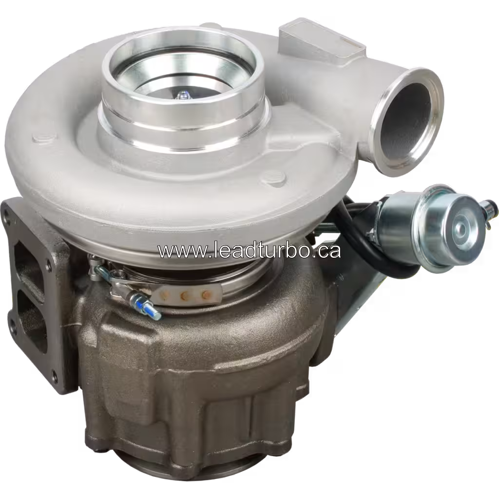 Turbosprężarka 2834546 HX52W widok z góry, siłownik i przewód
