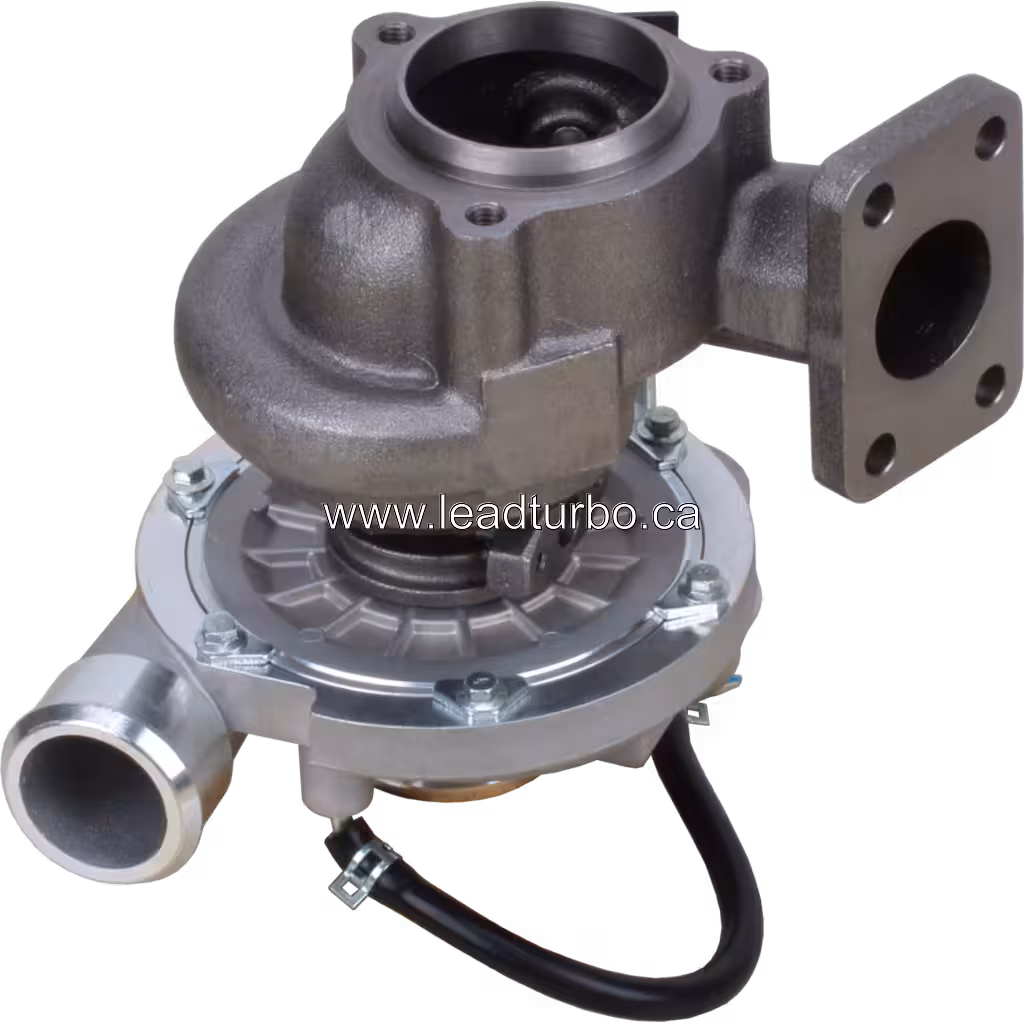 Turbosprężarka zamiennik do Perkins 4.4L i Massey Ferguson 5455 bottom 45 degree view