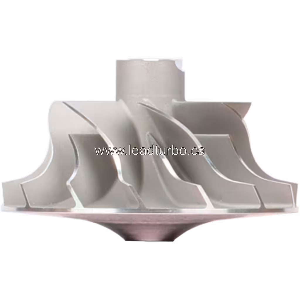 Compressor wheel 166384 S2ESL105, вид спереду, срібне металеве колесо з лопатями