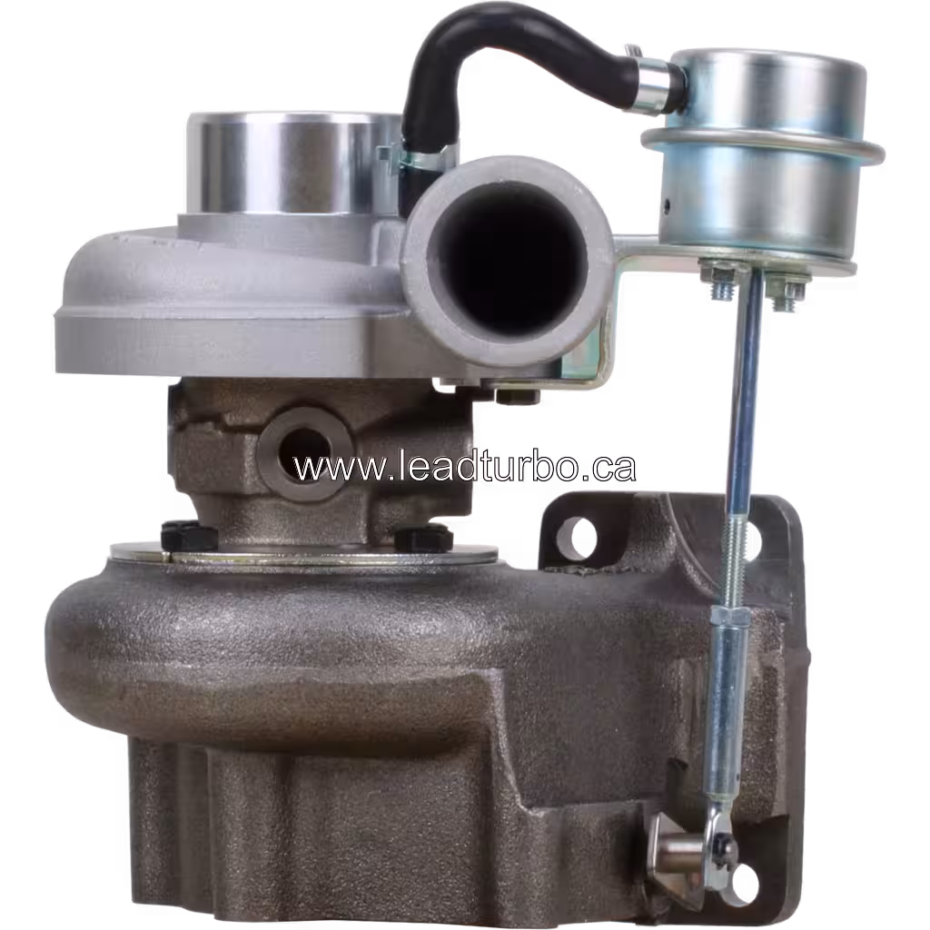 Vista frontal del turbocompresor 8971056180 TB2568 para Isuzu 4DB2 mostrando la rueda del compresor