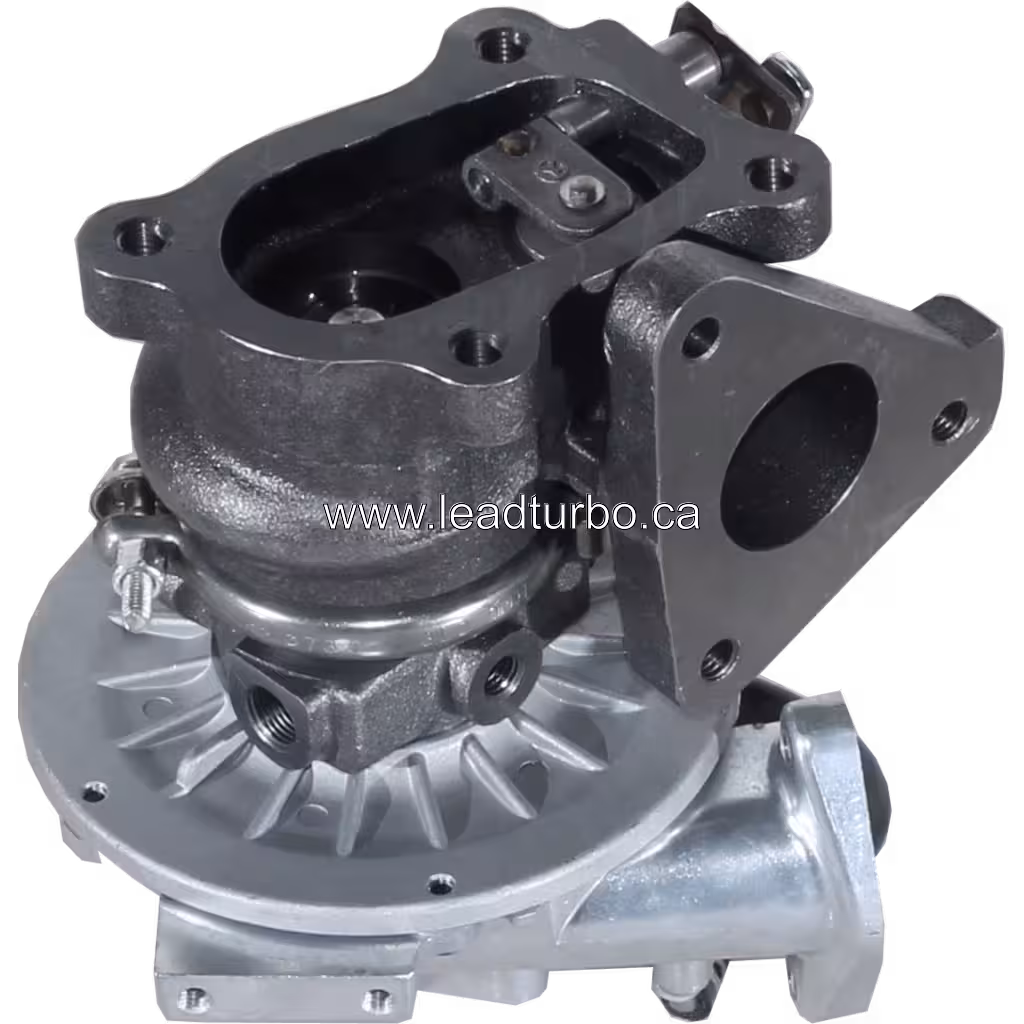 Vue de dessous à 45 degrés du turbocompresseur de remplacement 14411-VM01A