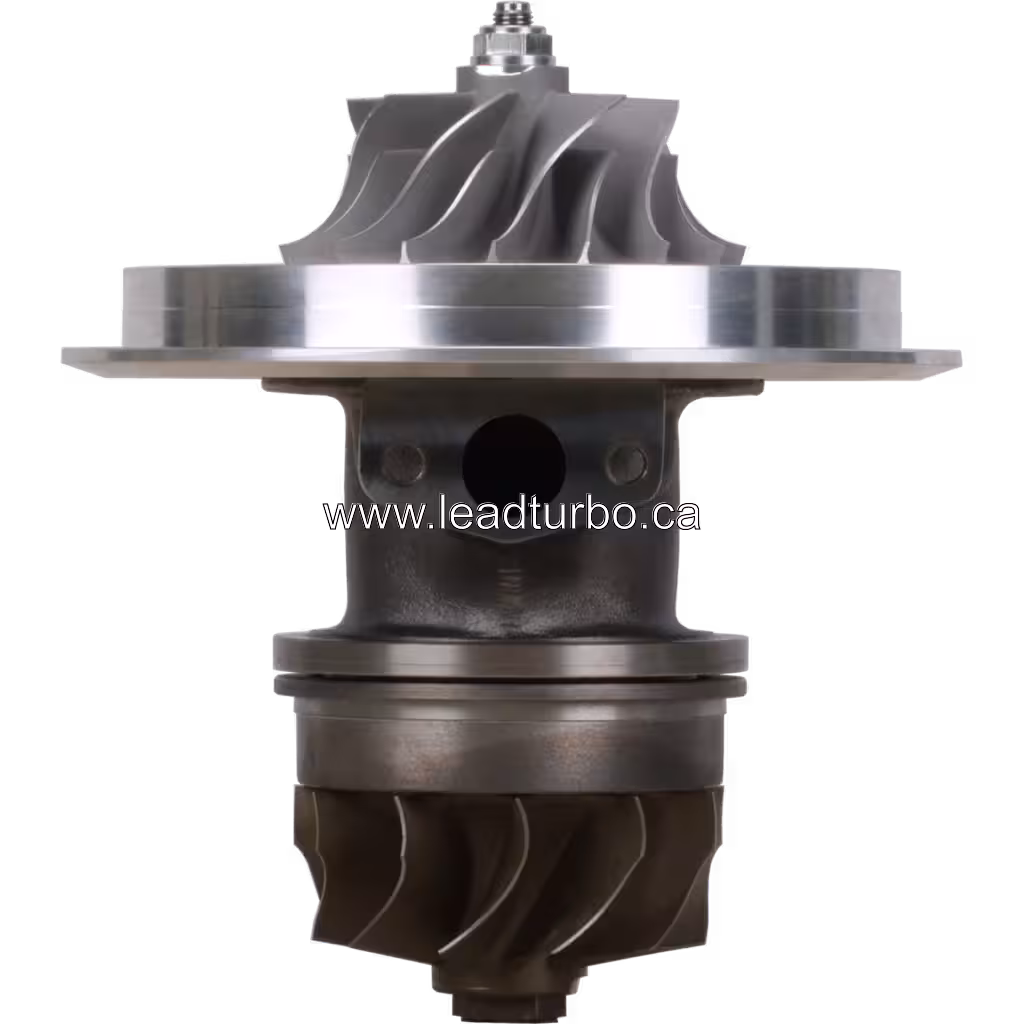 Core FOR 6505-51-5220 KTR110G-EC4A для KOMATSU 6D140: вид спереду, срібне колесо компресора та темне колесо турбіни