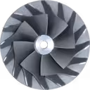 Roue de compresseur 3599593 HX35 vue de face avec aubes incurvées