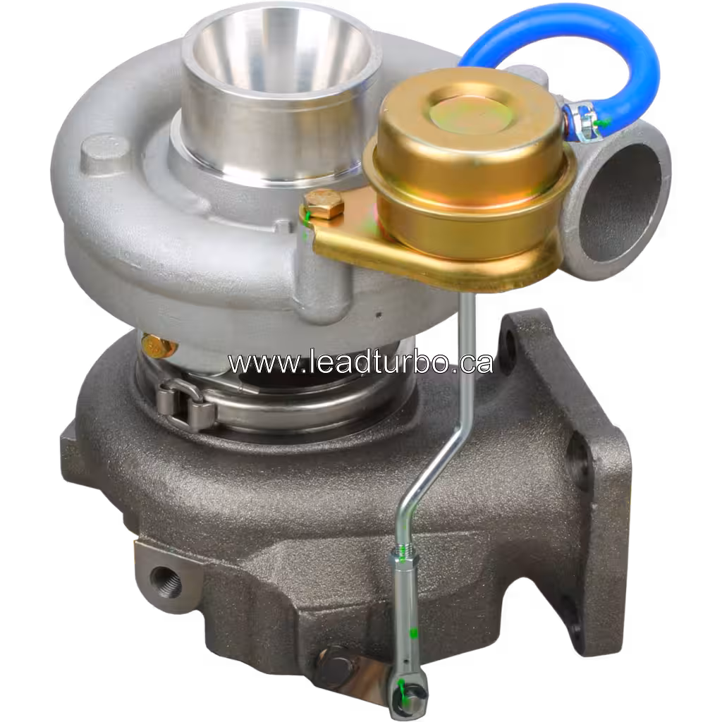 CT26 turbocharger top view showing square turbine flange and compressor housing