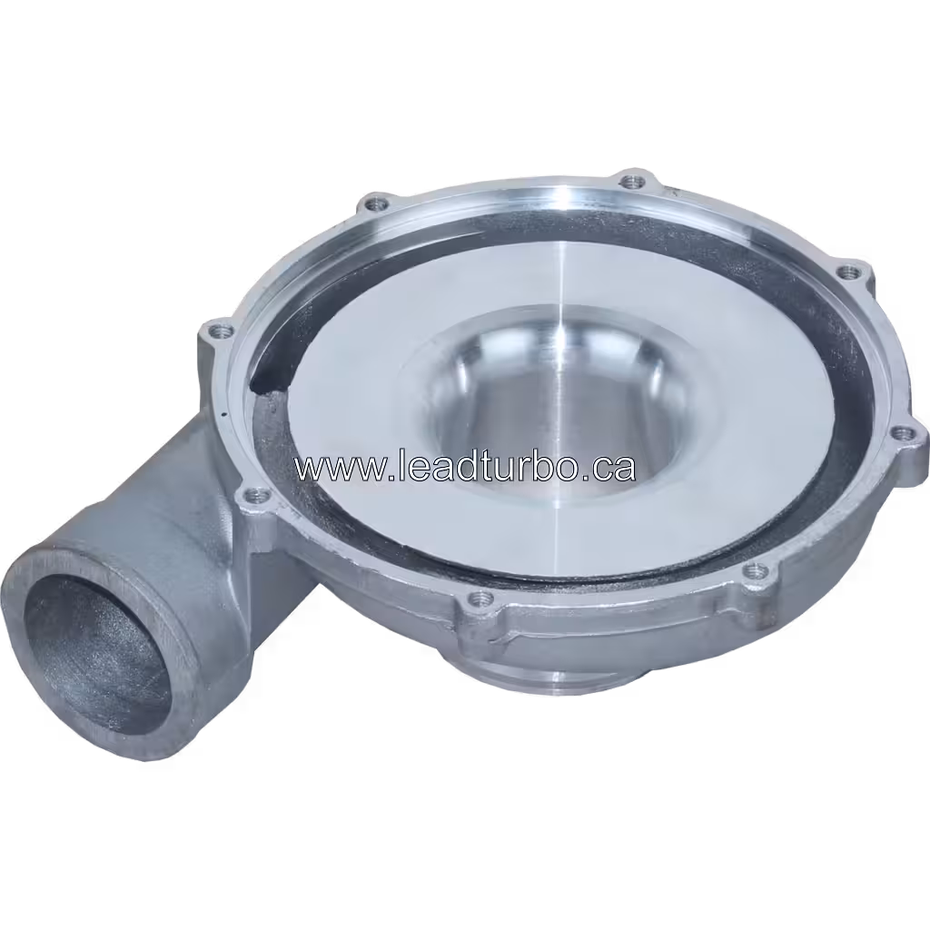 J96 turbo compressor housing bottom view showing flange and threaded bolt holes
