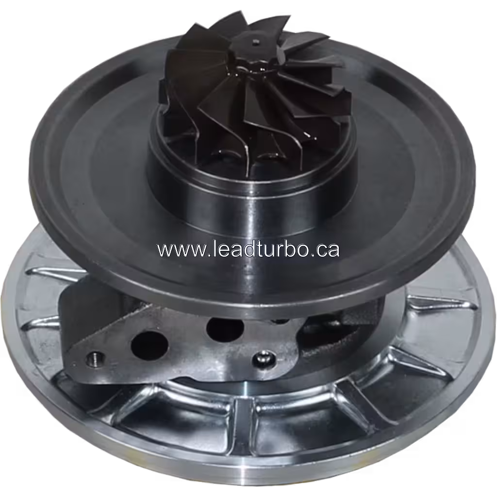 Vista inferior do core turbo FOR 17201-0L040 mostrando a roda da turbina