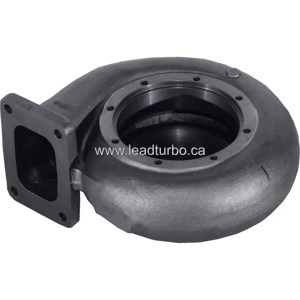 Vista inferior da Turbine Housing 5199484 mostrando furos de parafuso