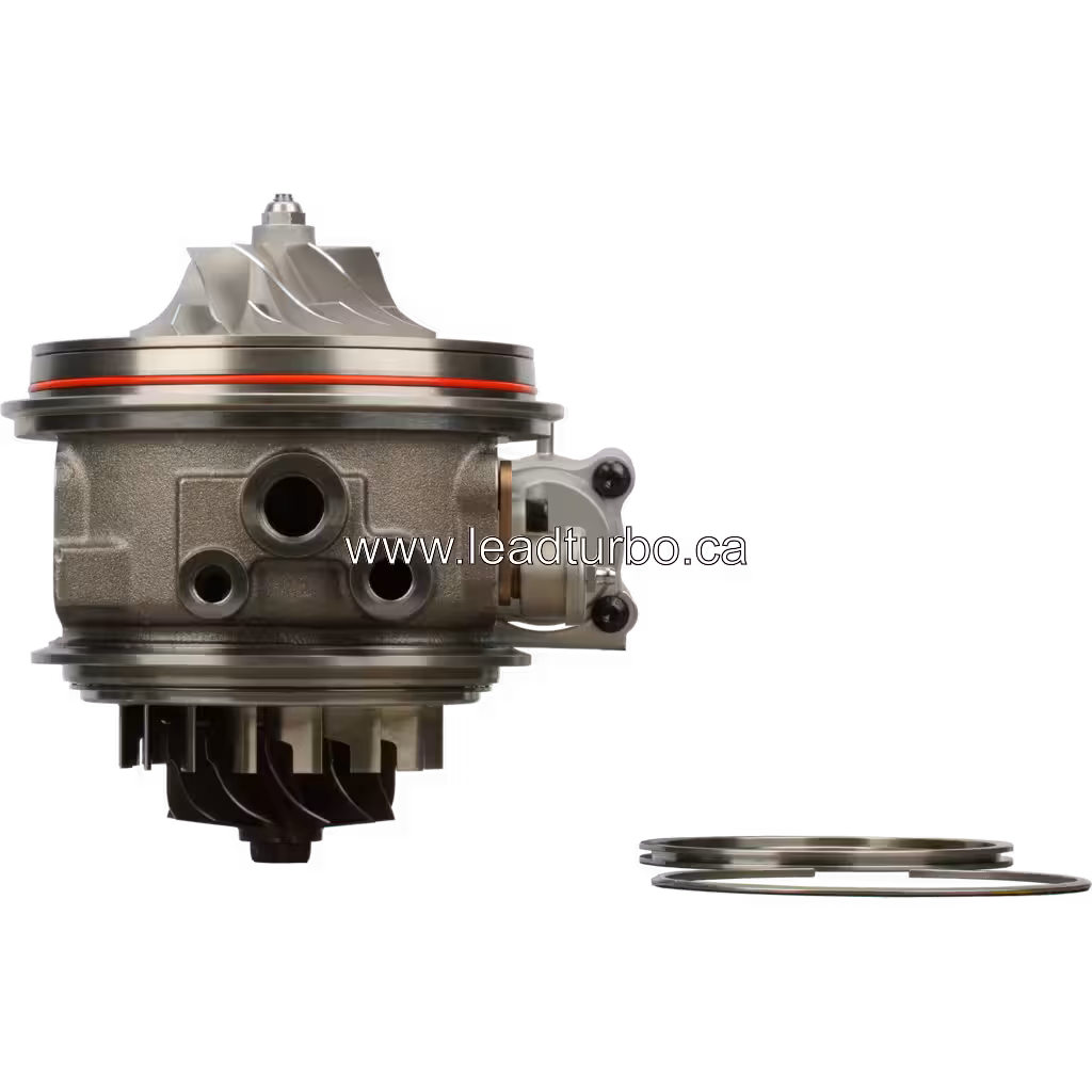 Core turbosprężarki 4034052 HE551V z widocznym mechanizmem siłownika i kołami