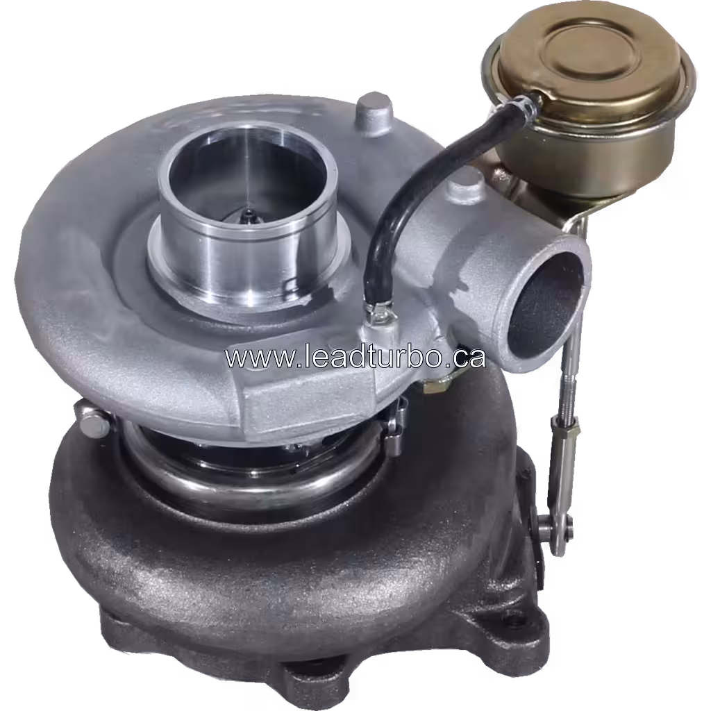 Vista lateral de turbocompresor aftermarket Mitsubishi