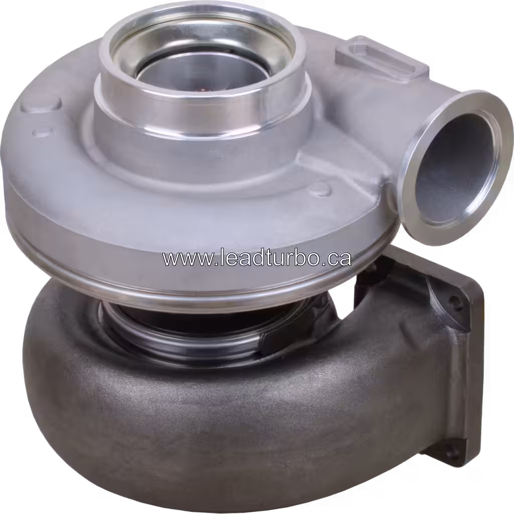 Turbolader 3538772 HX60 Ansicht von oben mit externem Aktuator und rechteckigem Abgasflansch