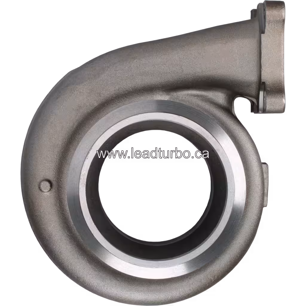 Turbine housing with polished outer rim and side pad