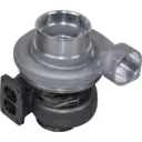 Ansicht des Turboladers 107-2061 mit sichtbarem Kompressorrad und Turbinenrad