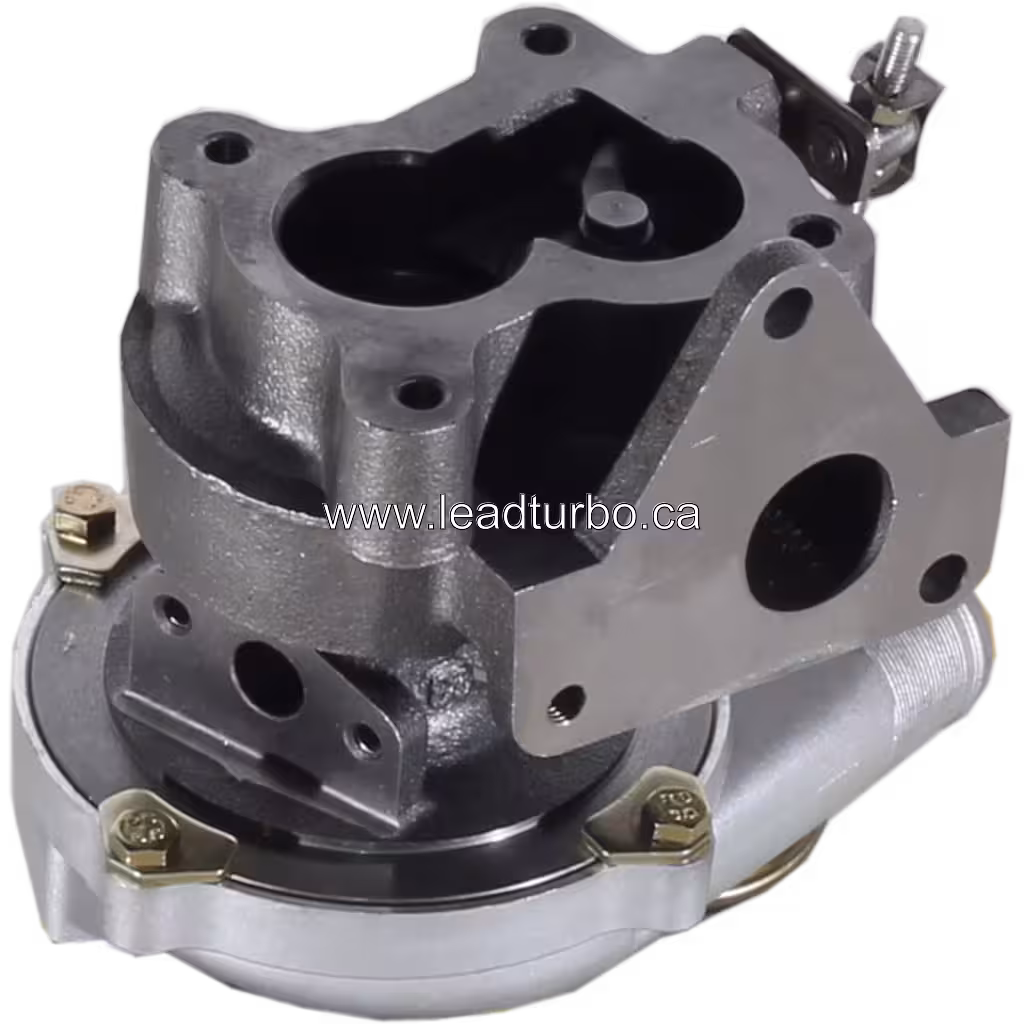 Turbocompresseur 54359700000 vue basse avec boîtier turbine gris foncé