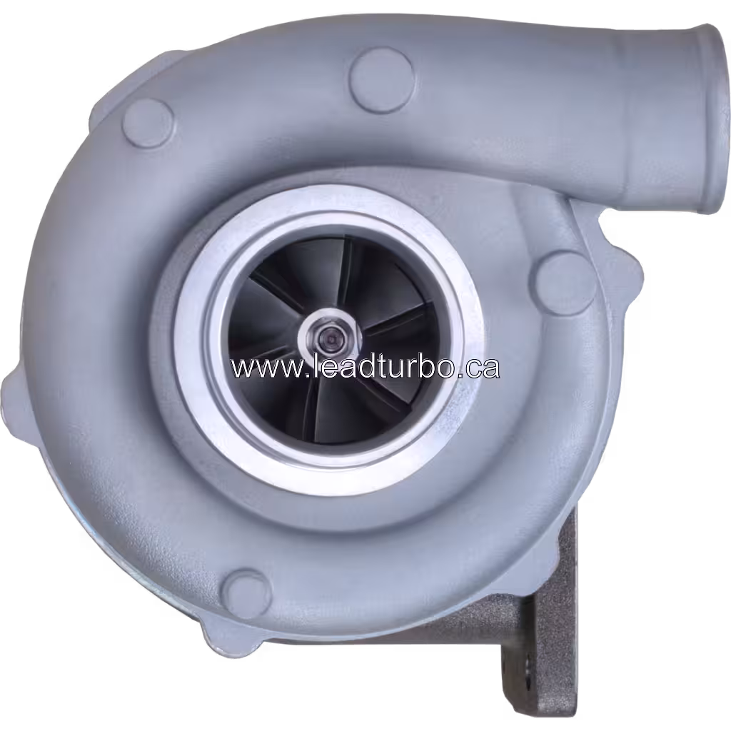Vista frontal de turbocompresor 1808749C91 TO4E13 con flange de escape de dos puertos