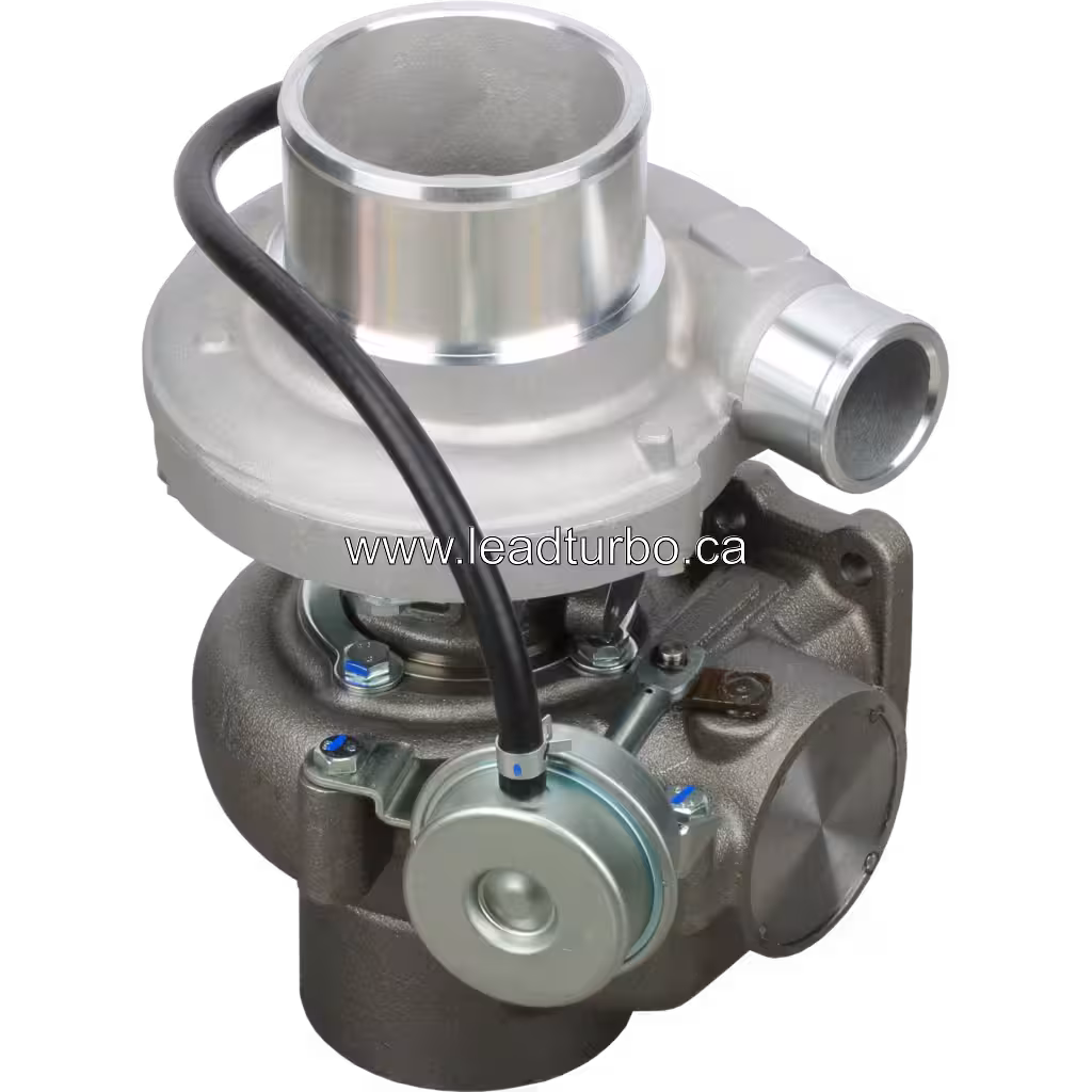 S2EGL-112 Turbolader Vorderansicht mit Anschlussflanschen