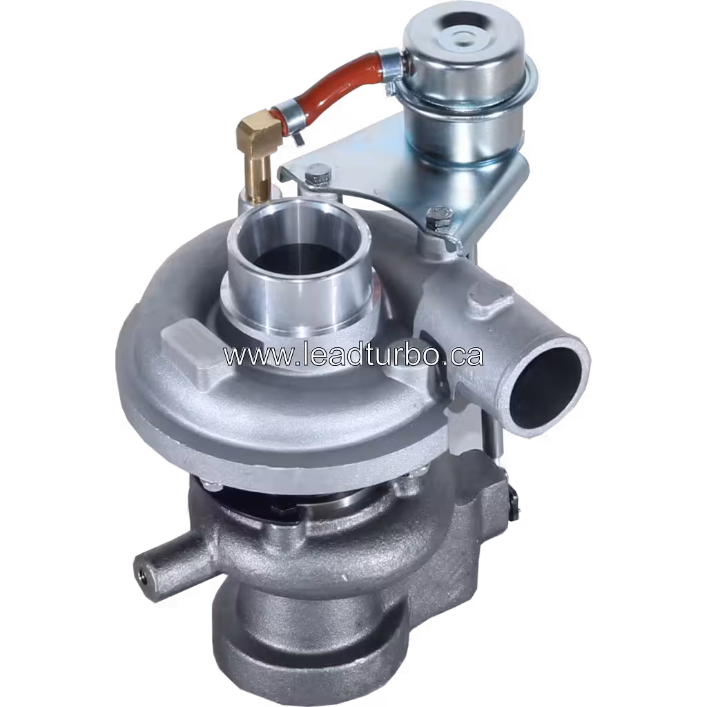 Vista frontal do turbo 28230-41710 com atuador integrado e carcaça de compressor