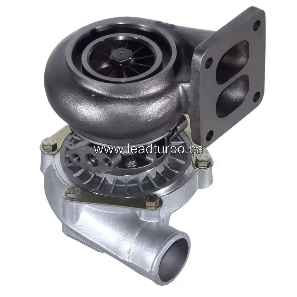 Turbocharger AT29738 TO4B32 para John Deere 544 e 6329A bottom 45 degree view