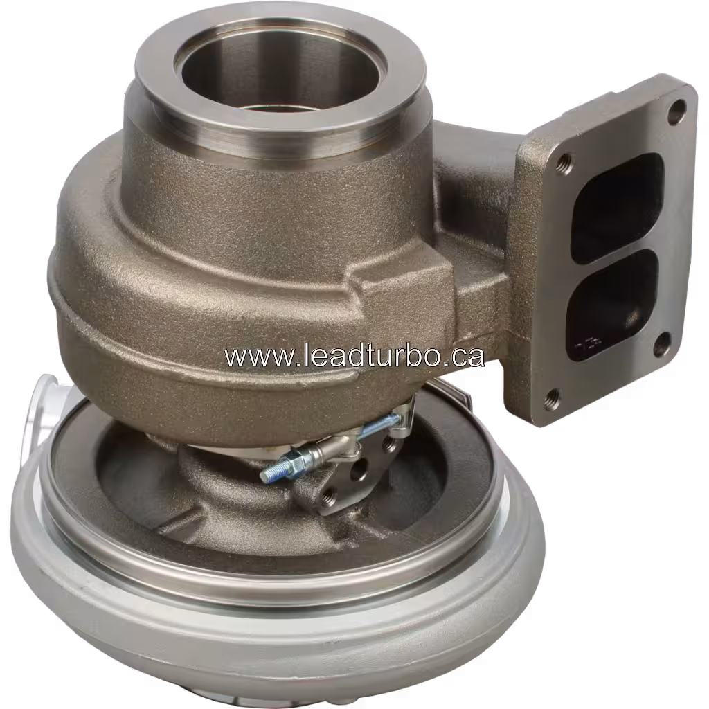 HX55 Turbolader 20857657 Unteransicht mit Turbineneinlassflansch