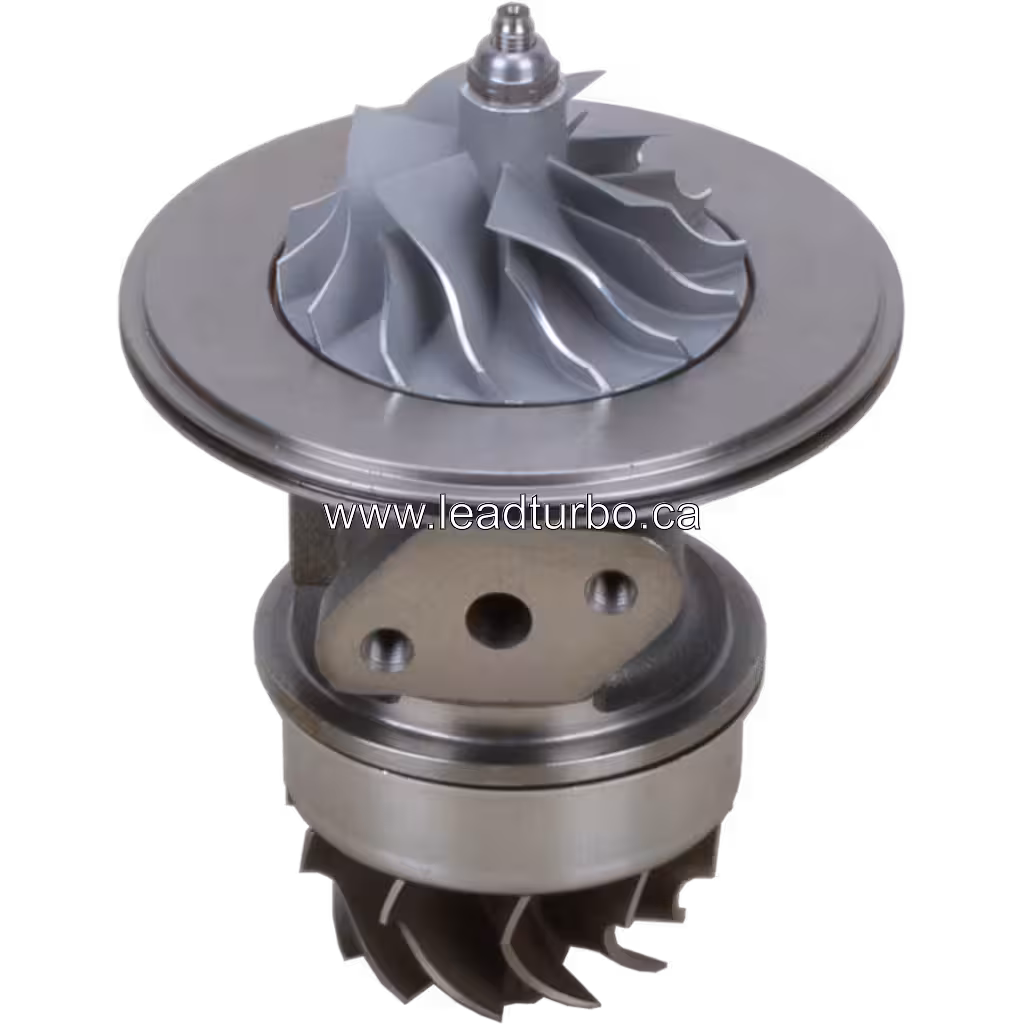 Deutz S2BG turbo core top view showing three-hole mounting flange