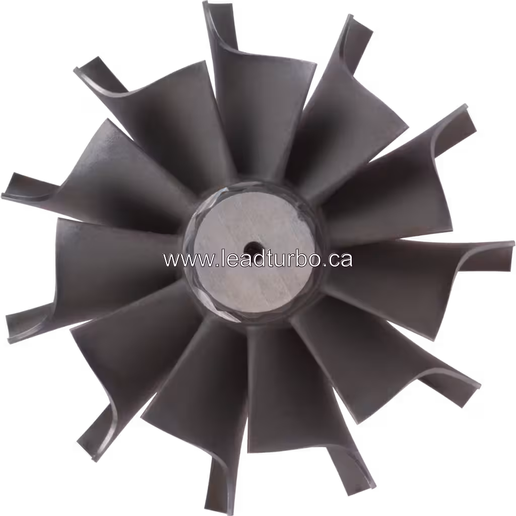 Turbinenscheibe 2843427 TW mit radialen Schaufeln und langer Welle, Top-View