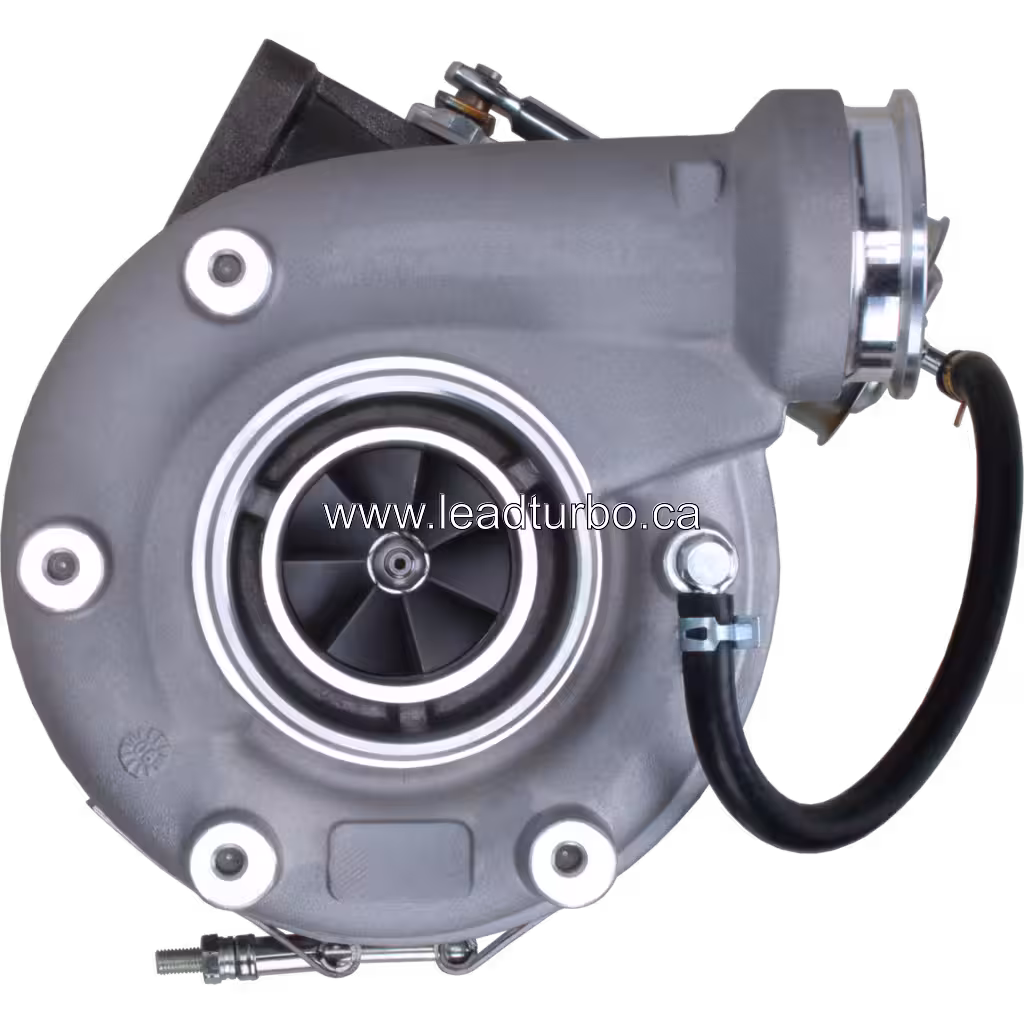 D6E S200G-3071NRAKB0 turbocharger front view showing compressor impeller and V-band flange