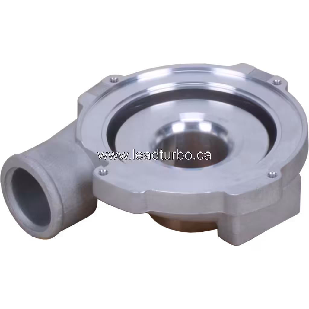 Bottom 45-degree view of 454191-0001 CH compressor housing flanged mounting face