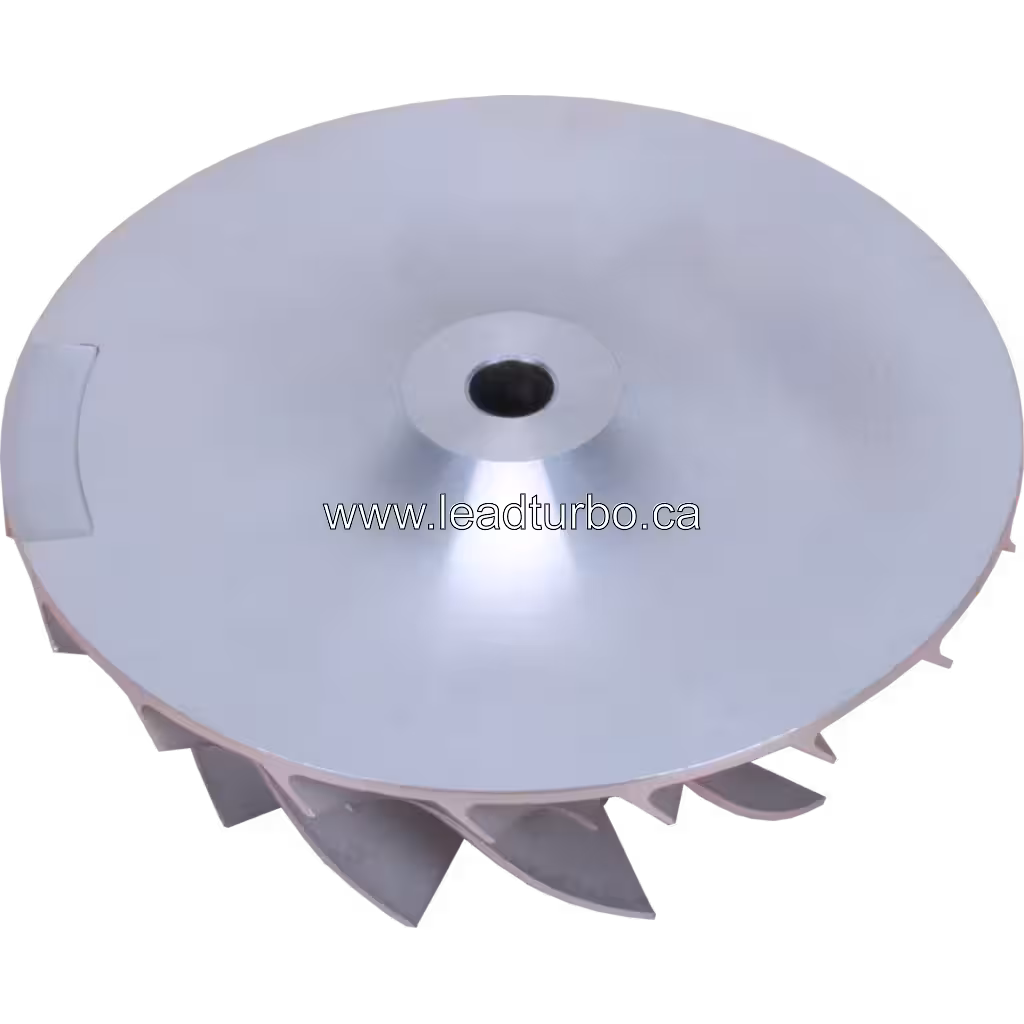 Roue de compresseur Perkins 4006T vue basse, plaque arrière et trou central