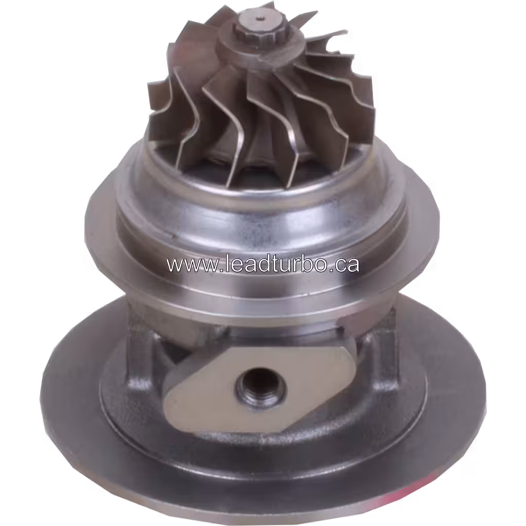 Vista inferior a 45 grados del Core HX30W 3594856 mostrando la rueda de turbina y brida de montaje