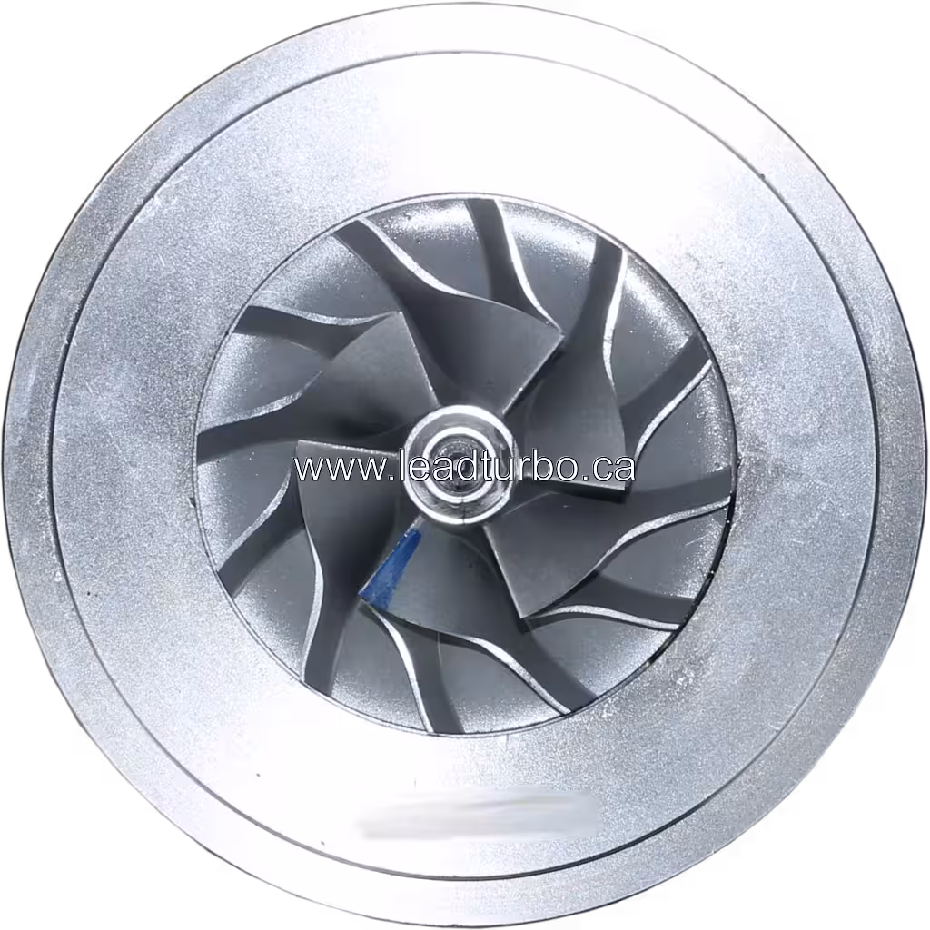 Vista frontal del Core HX30W 3594856 mostrando la rueda del compresor para Cummins 4BT