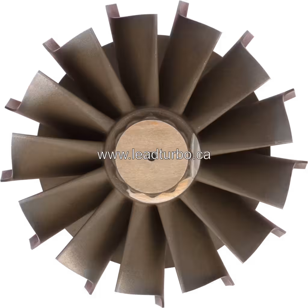 Turbine wheel HX83 vista replacement mostrando pás curvas