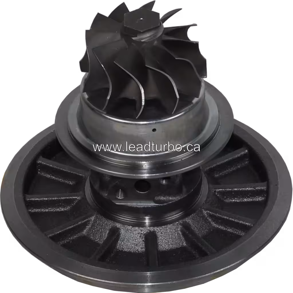 Vista inferior do core de turbocompressor 451491-0002 com aro do compressor