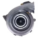Turbocharger 758160-5007 GTA4502V vista frontal con carcasas gris y plateada