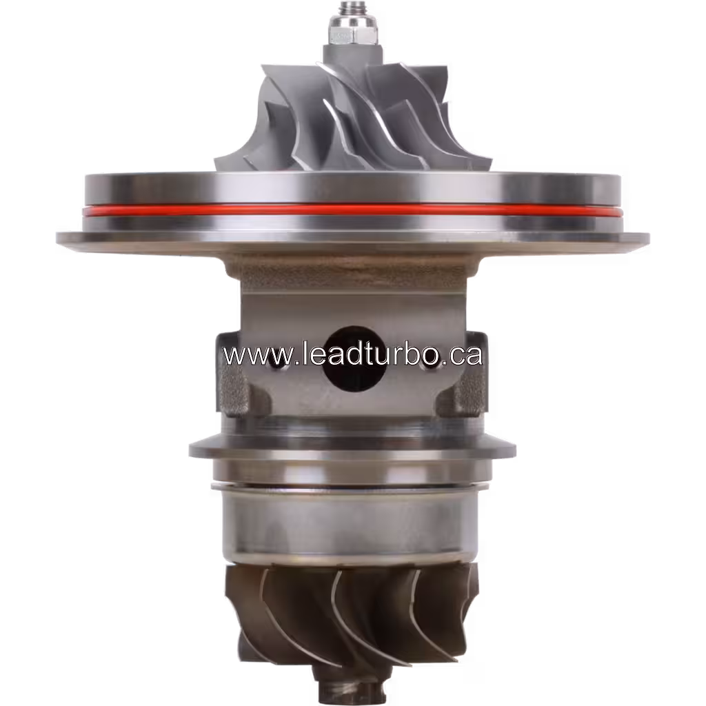 Core turbosprężarki 318946 S410T widok z przodu, koło sprężarki i turbiny