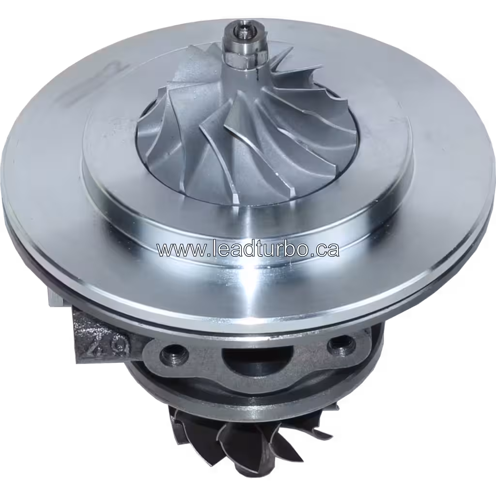 45-degree top view of 53037100511 core assembly with compressor housing and shaft