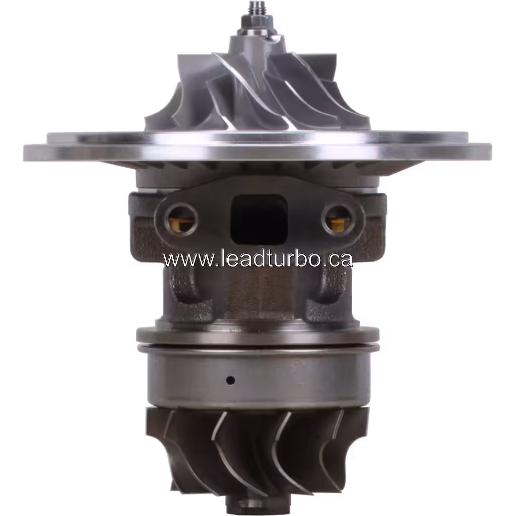 Core turbosprężarki 447450-0206 TBP4 widok z przodu z kołem sprężarki i turbiną