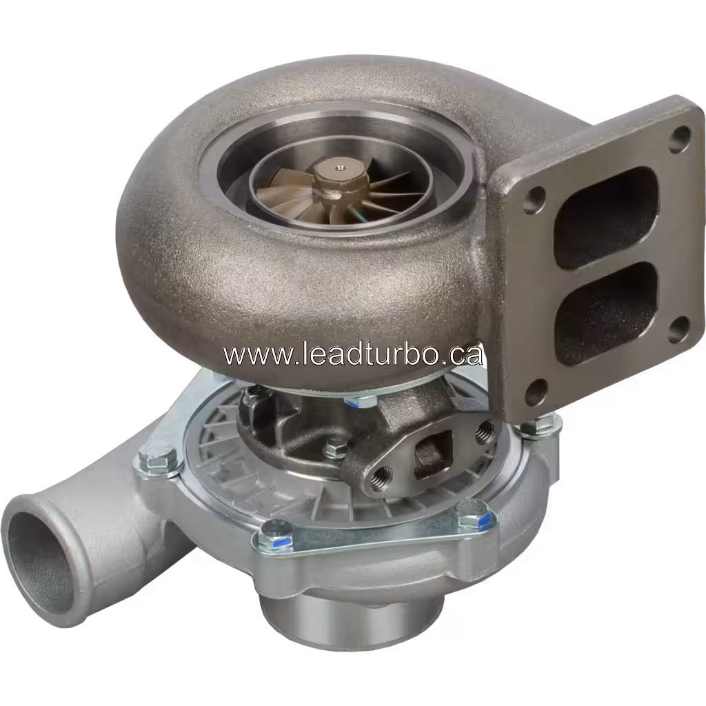 Vista inferior del turbo 465476-5002S mostrando la carcasa de turbina y pie de montaje