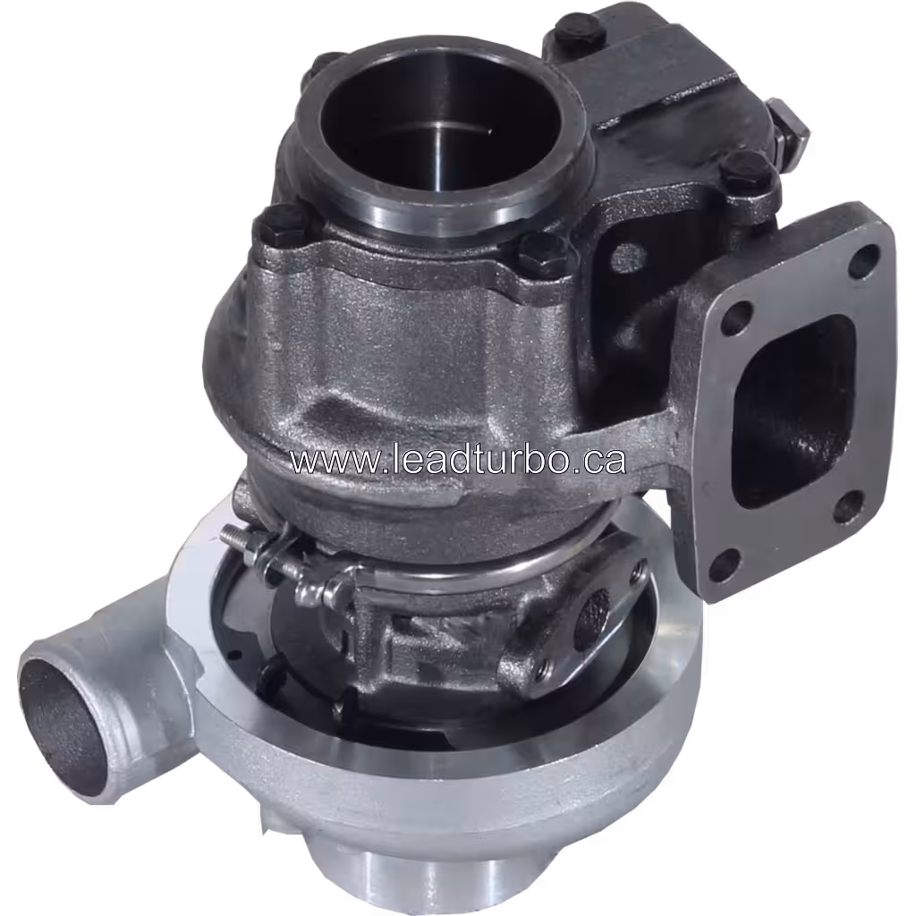 Turbo HX30W 3592121 vista inferior com flange de escape de 4 furos