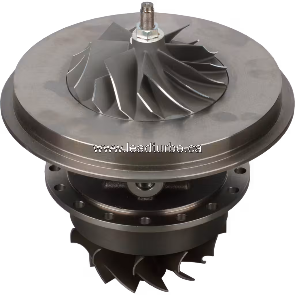 Core de turbocompresseur avec roue compresseur et turbine visible