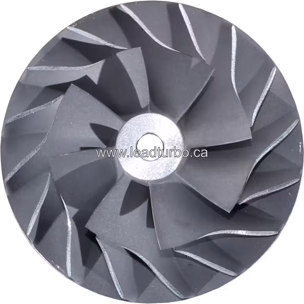 Metallic compressor wheel with radial blades and central bore