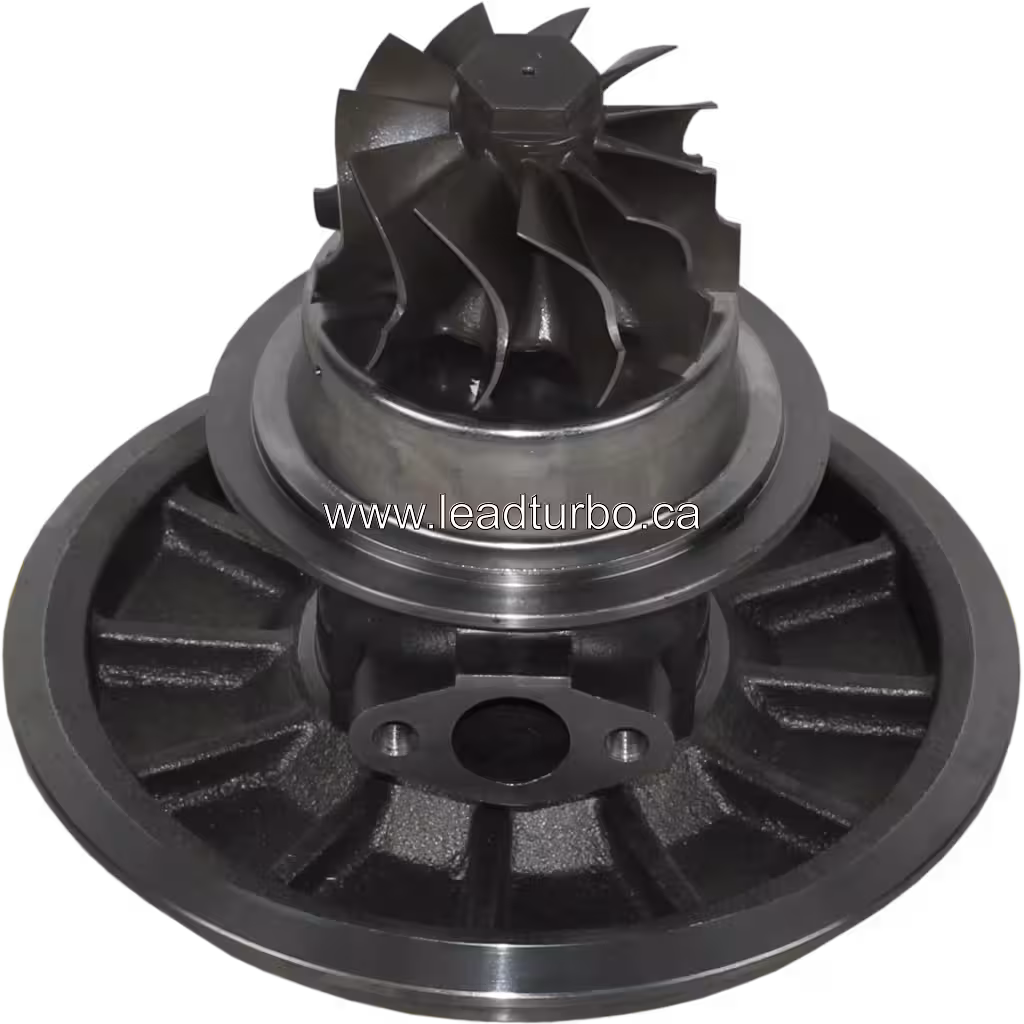 Bottom view of 174248 turbo core showing bearing housing details
