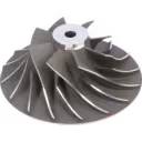 Angled view of radial compressor wheel blades for Cummins QSKV60