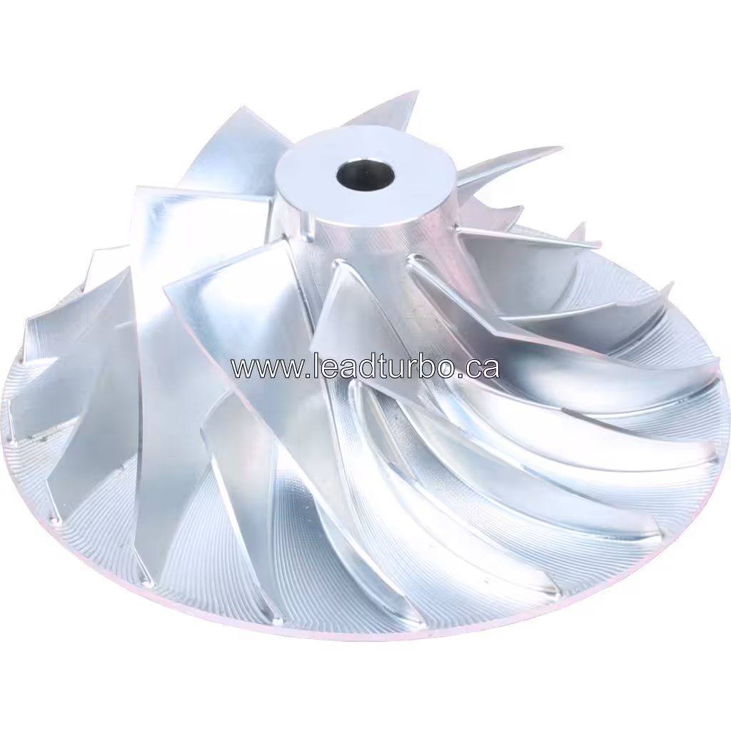 Compressor Wheel 2836604A HX83, 45-Grad-Ansicht der radialen Schaufelgeometrie