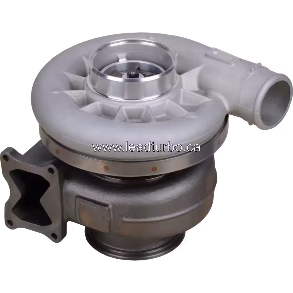 4025150 HX82 Turbolader, Ansicht von oben 45 Grad mit Abgasgeometrie