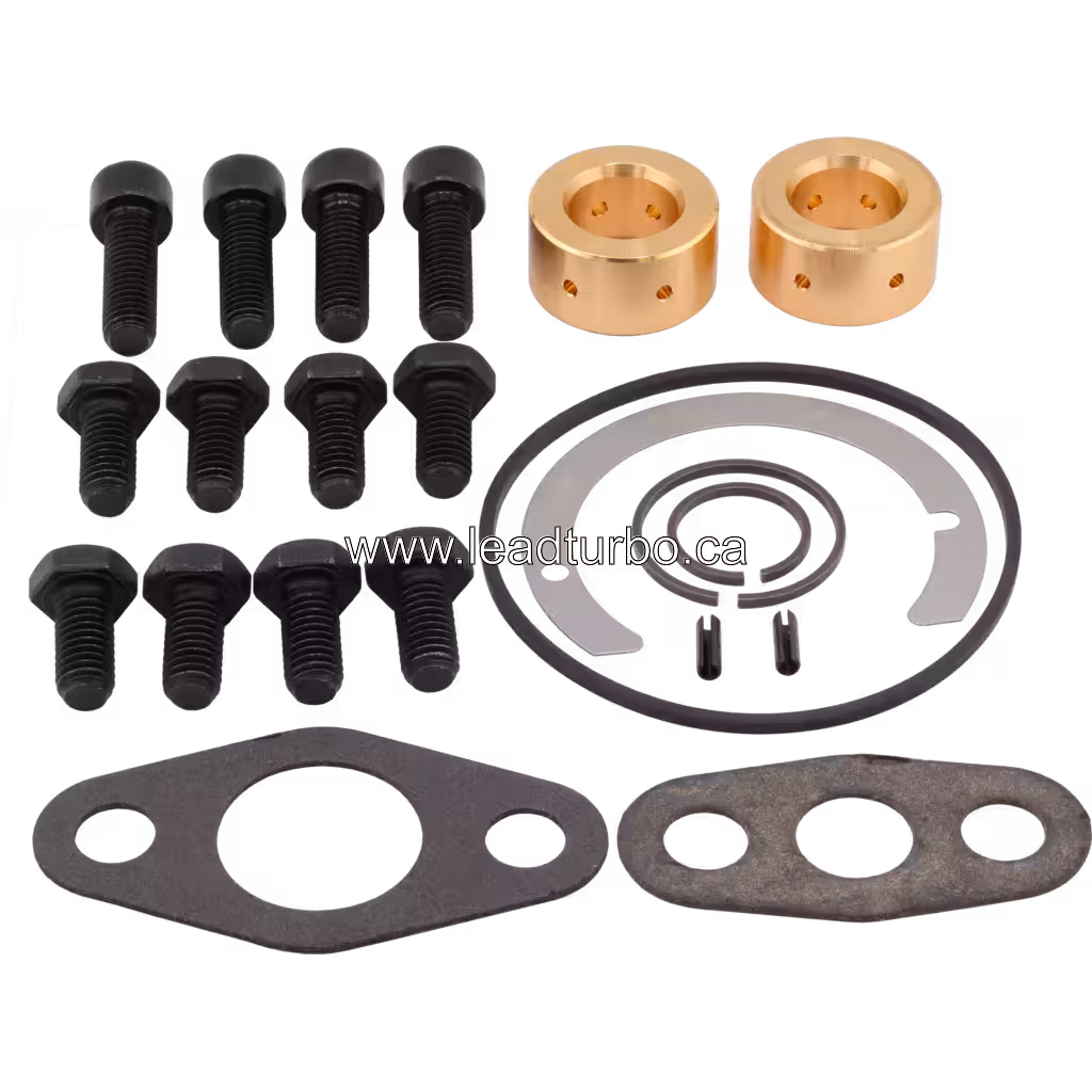 Componentes del kit de reparación 3545647 para Cummins QSK50 sobre fondo blanco