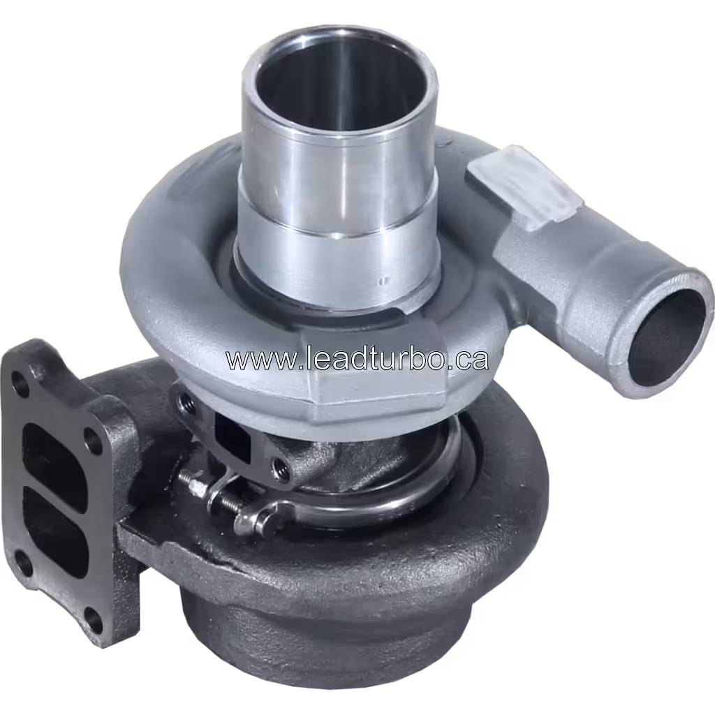 Turbocompresseur CAT 3116T vue de dessus montrant le flange turbine à deux ports