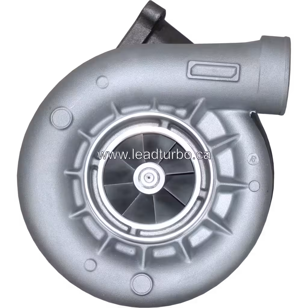 Vue avant du turbocompresseur HX82 4025150 avec carter de compresseur en métal argenté