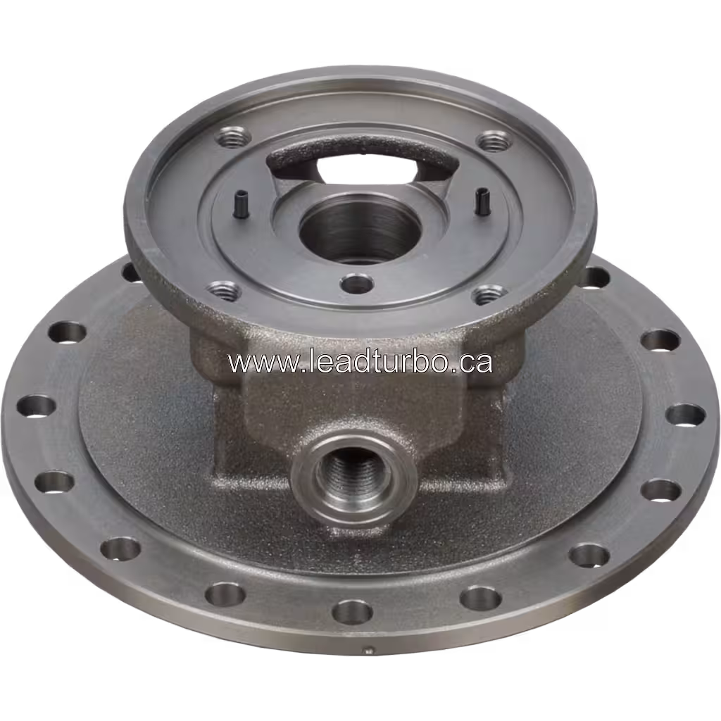HX82 Turbolader-Teil 3594556, 45-Grad-Ansicht des metallischen Gehäuses mit Seitenanschluss